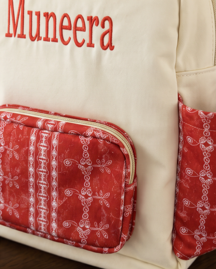Bandana Backpack- Cream and orange