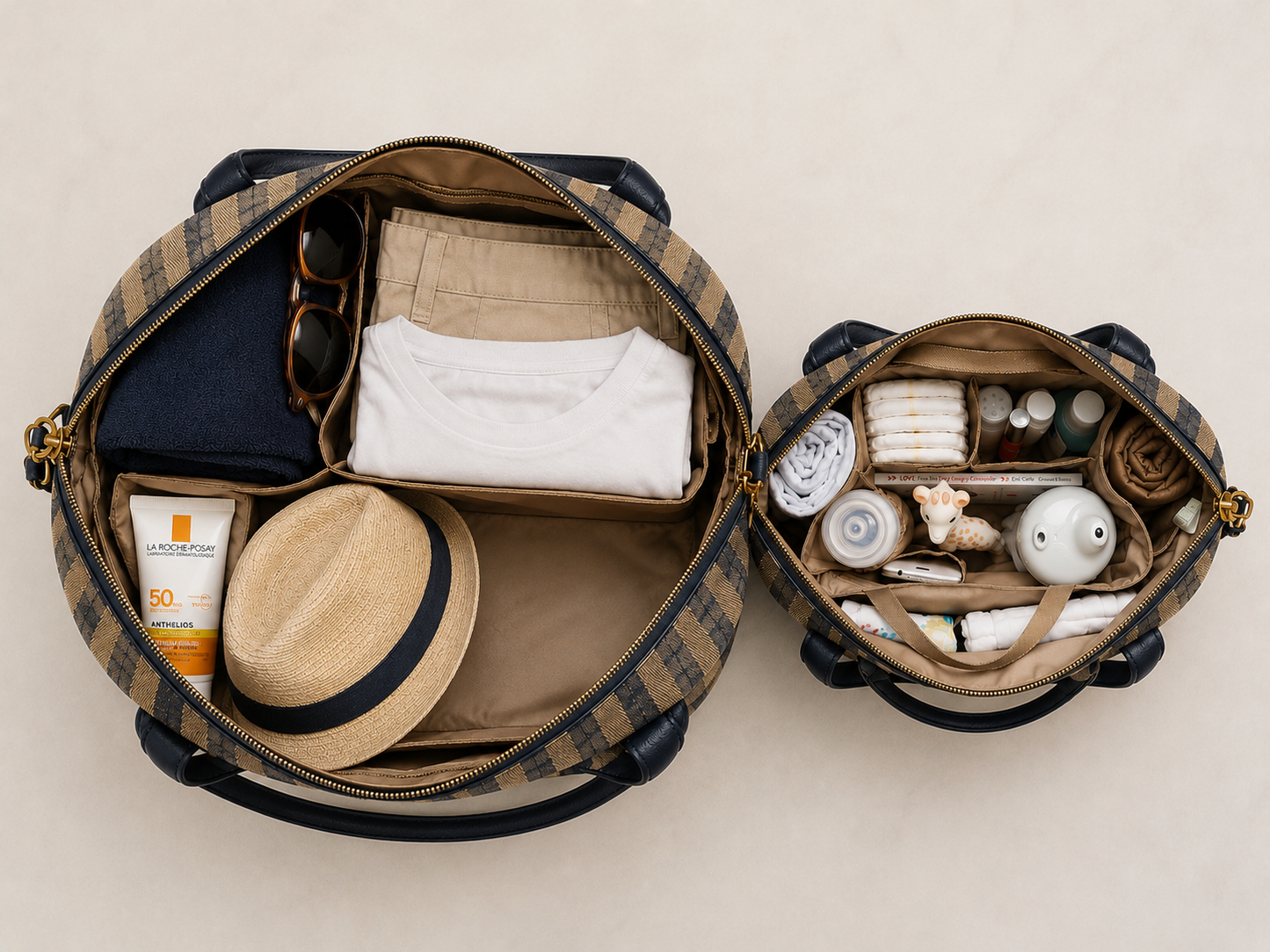Weekend Bag - Navy X BEIGE