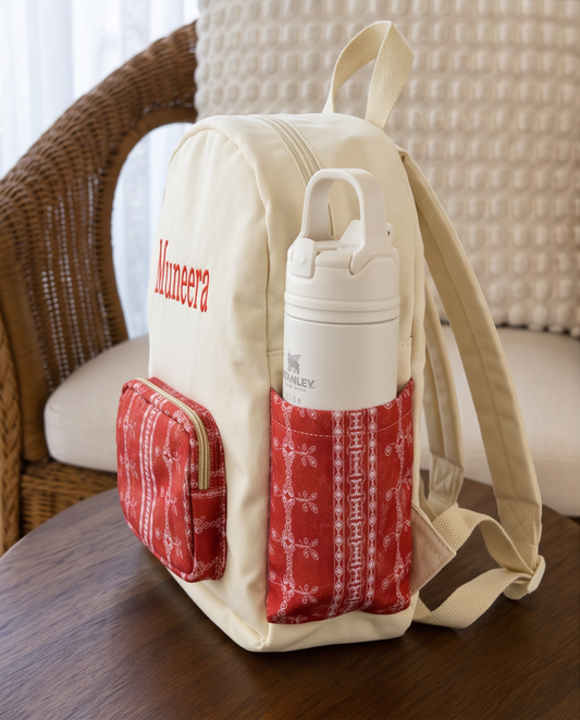 Bandana Backpack- Cream and orange